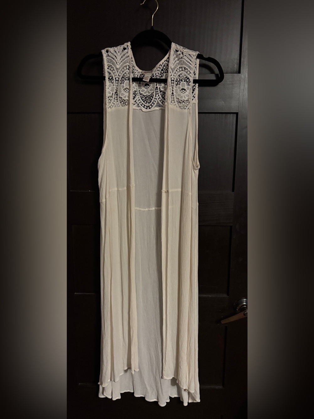Arizona Cream Crochet Trim Kimono, XXL
